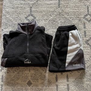 Inaka Power Black and Gray Fleece Jacket & Shorts Set